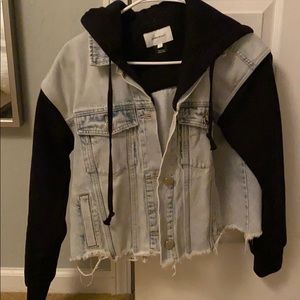 Current Elliott jean jacket / hooded sweatshirt